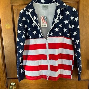 NWT Isaacs Designs patriotic  zip up sweatshirt